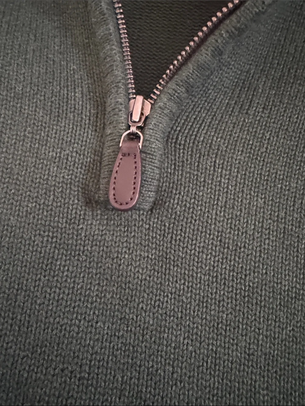 L. L. Bean Men’s Green Sweater Size Large Quarter Zipper Excellent Condition